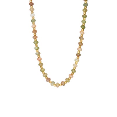 Collier N°3 en acier doré et perle de verre