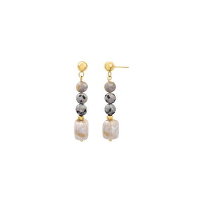 Boucles d’oreilles N°3 acier doré et résine