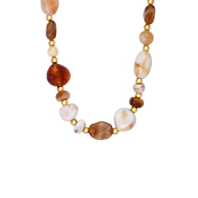 Collier N°3 en acier doré et résine