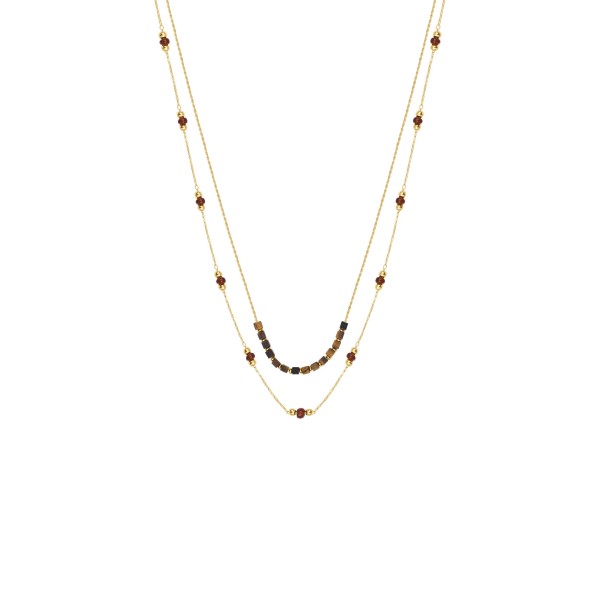 Collier N°3 œil de tigre et perles Miyuki