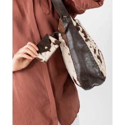 Sac BIBA Genola hobo en cuir et poil de vache