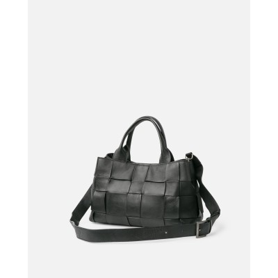 Sac BIBA Wann bowling en cuir noir tressé