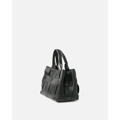 Sac BIBA Wann bowling en cuir noir tressé