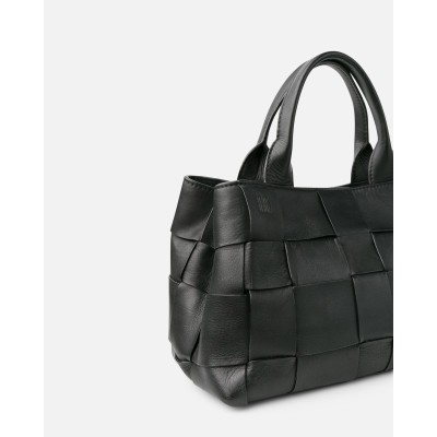 Sac BIBA Wann bowling en cuir noir tressé