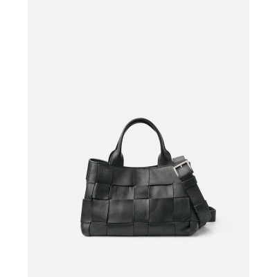 Sac BIBA Wann bowling en cuir noir tressé