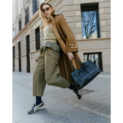 Sac BIBA Wann cabas en cuir noir tressé