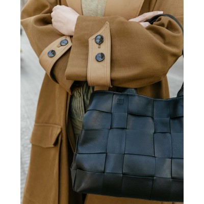 Sac BIBA Wann cabas en cuir noir tressé