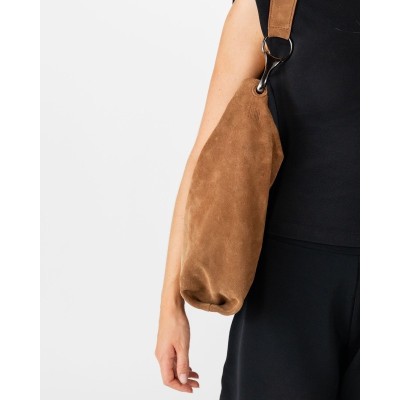 Sac BIBA Jackpot hobo en cuir suédé tabac brun
