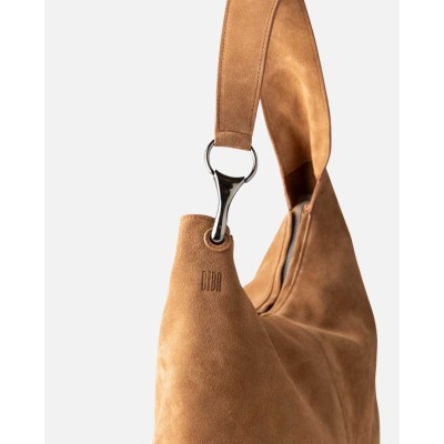 Sac BIBA Jackpot hobo en cuir suédé tabac brun