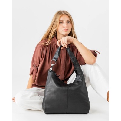 Sac BIBA Jackpot hobo en cuir noir