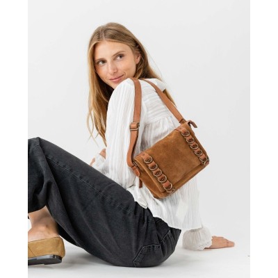 Sac BIBA Ruggles bandoulière en daim camel
