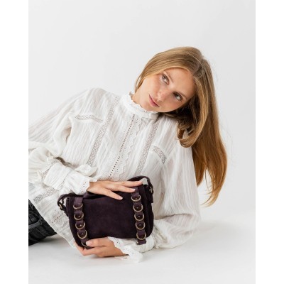 Sac BIBA Ruggles bandoulière en daim bordeaux