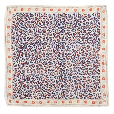 Foulard BONHEUR DU JOUR Leopard Beige-Marine