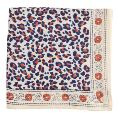 Foulard BONHEUR DU JOUR Leopard Beige-Marine