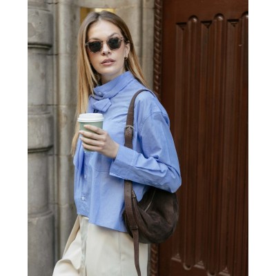 Sac BIBA Loa bandoulière en cuir suédé marron