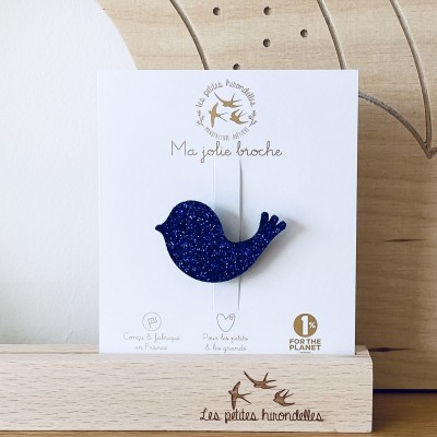 LES PETITES HIRONDELLES - Broche oiseaux - Bleu