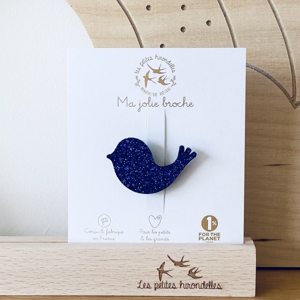 LES PETITES HIRONDELLES - Broche oiseaux - Bleu