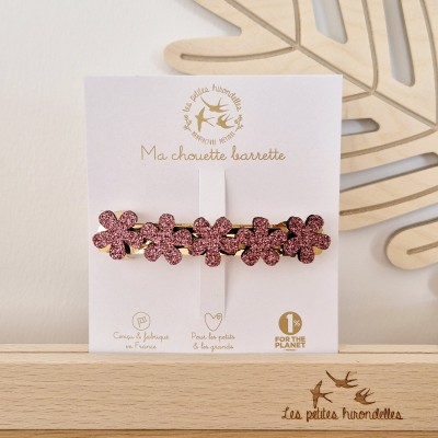 LES PETITES HIRONDELLES - Barrette clip Fleur - Rose