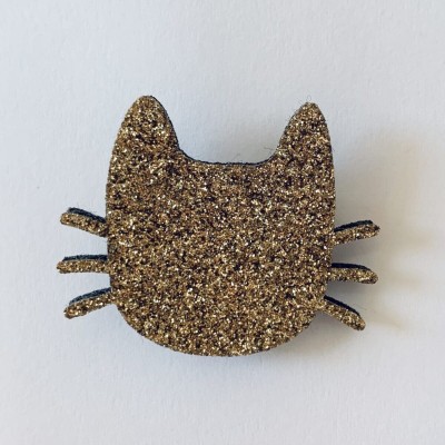 LES PETITES HIRONDELLES – Broche chat moustaches – Doré