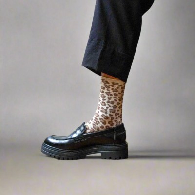 KLUE - Chaussettes à paillettes - Léopard Beige