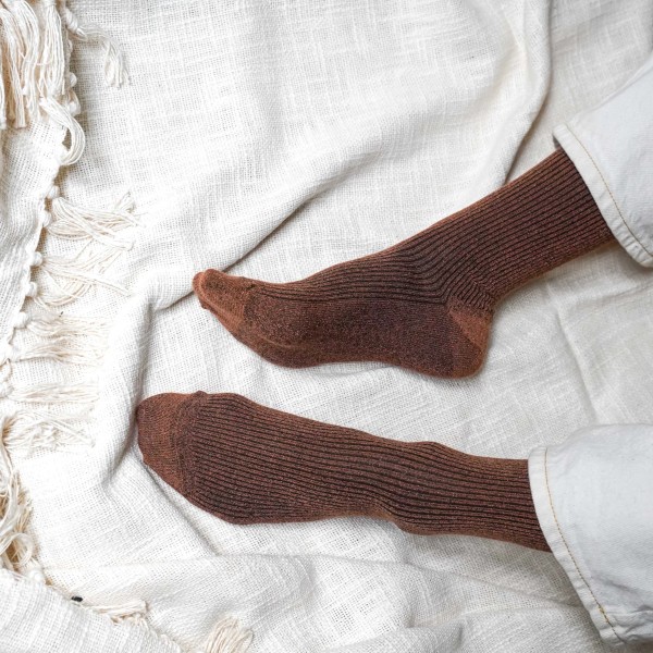 KLUE - Chaussettes à paillettes - Marron Camel
