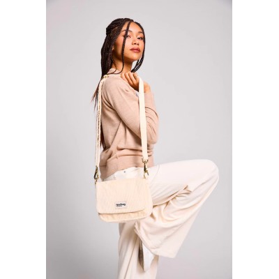 HINDBAG - Sac à main Margault Velours - Crème