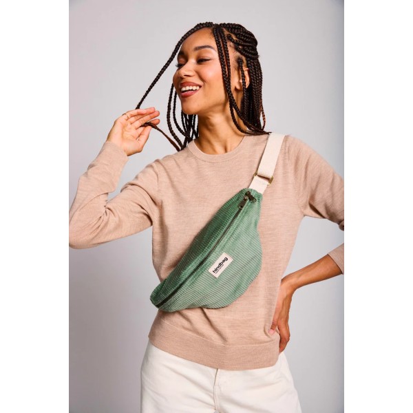HINDBAG - Sac banane Olivia Velours - Vert d'eau