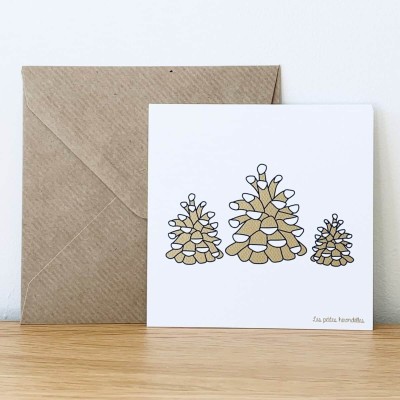 LES PETITES HIRONDELLES - Carte avec enveloppe - Pommes de Pin