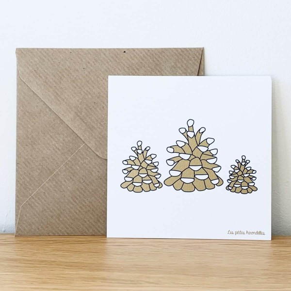 LES PETITES HIRONDELLES - Carte avec enveloppe - Pommes de Pin