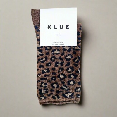 KLUE - Chaussettes à paillettes - Léopard Marron