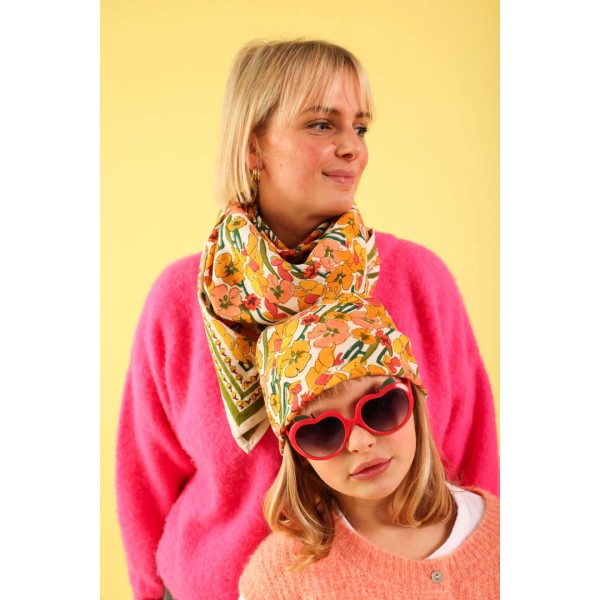 MAISON AUGUSTIN - Foulard Adulte - Floral Ocre