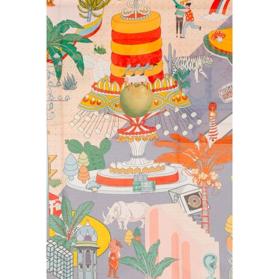 MAISON FANLI - Foulard Coton Gâteaux Fous - Lavande