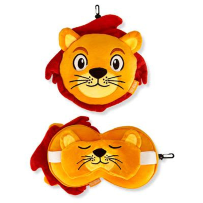 ZOONAP - Oreiller de voyage avec masque pour les yeux - Lion