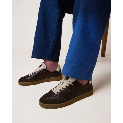 FAGUO LUMBO - Baskets homme cuir marron chocolat