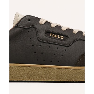 FAGUO LUMBO - Baskets homme cuir marron chocolat
