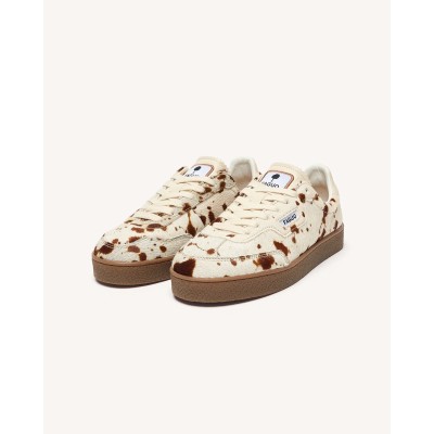 FAGUO LUMBO - Baskets femme écru & marron en cuir