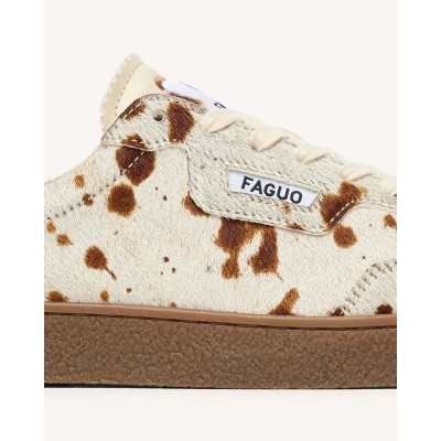 FAGUO LUMBO - Baskets femme écru & marron en cuir