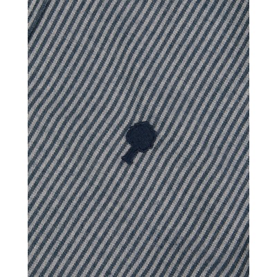 FAGUO - Chemise Homme Rayée Écru et Bleu Marine en Coton