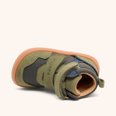 Bisgaard – Baskets Barefoot Enfant Cuir Vert Sauge