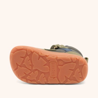 Bisgaard – Baskets Barefoot Enfant Cuir Vert Sauge