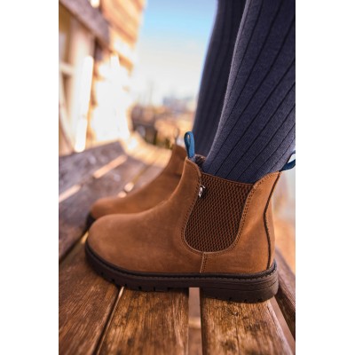 BONTON - Boots Chelsea enfant marron grisé