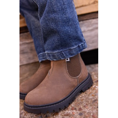 BONTON - Boots Chelsea enfant marron grisé