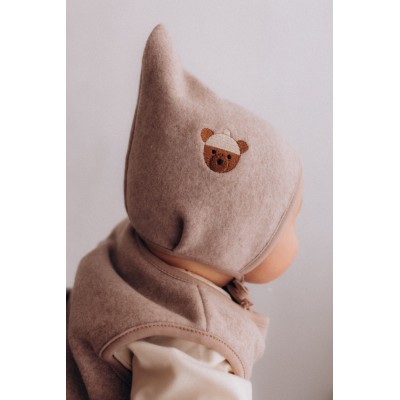 WOOLY ORGANIC - Bonnet brodé Pixie - Taupe clair