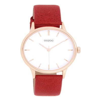 Montre OOZOO femme en cuir rouge et or