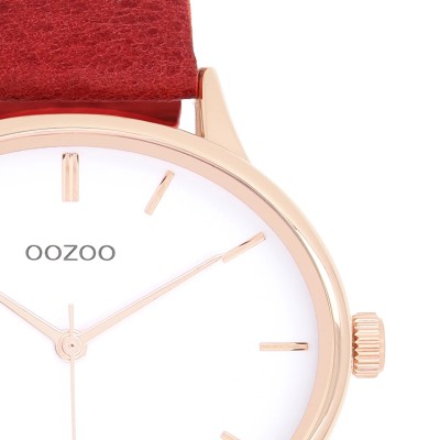 Montre OOZOO femme en cuir rouge et or