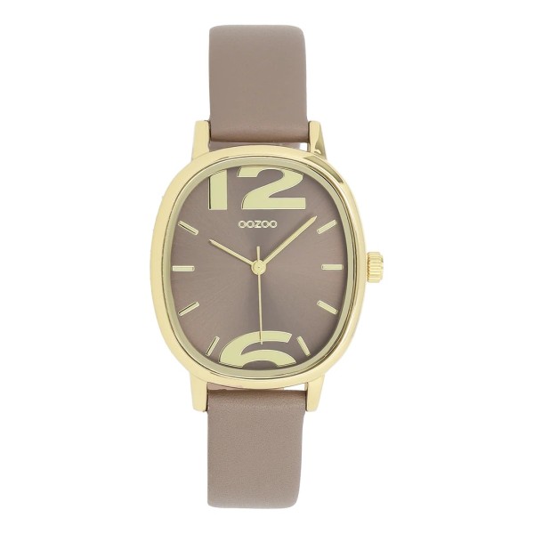 Montre OOZOO femme en cuir taupe et or