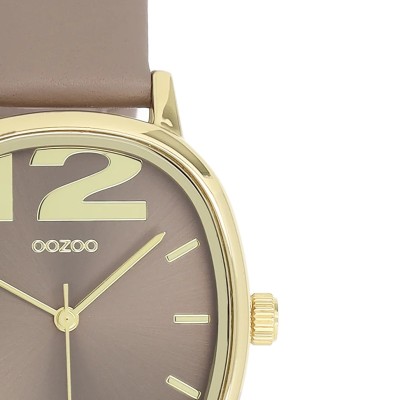 Montre OOZOO femme en cuir taupe et or