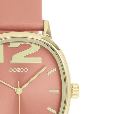 Montre OOZOO femme en cuir rose et or