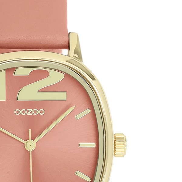 Montre OOZOO femme en cuir rose et or