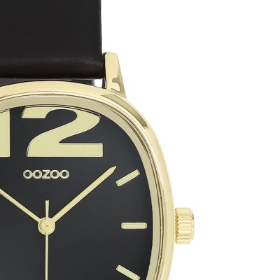 Montre OOZOO femme en cuir noir et or